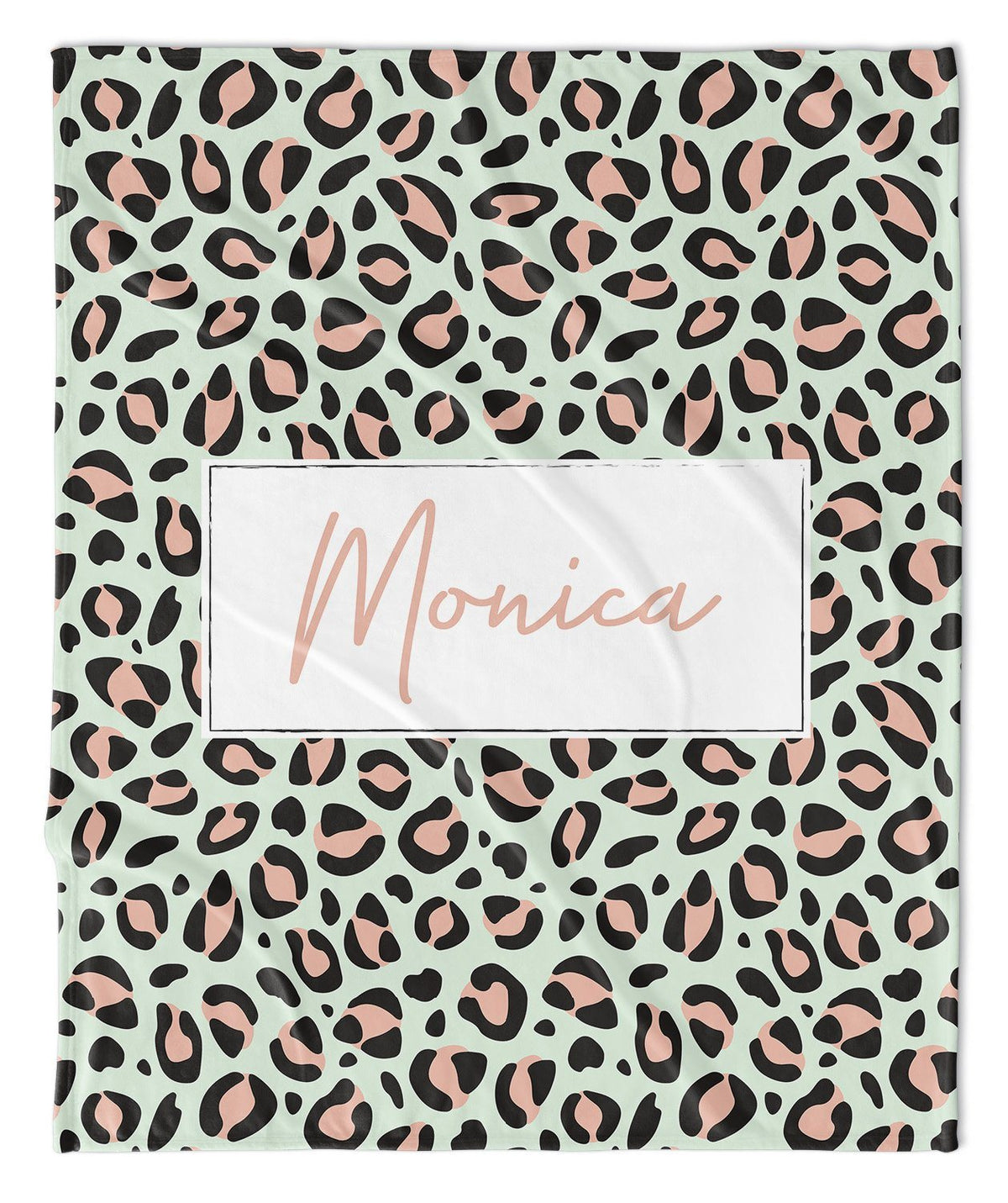 ANIMAL PRINT MODERN PERSONALIZED BLANKET - MINT