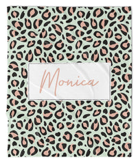 ANIMAL PRINT MODERN PERSONALIZED BLANKET - MINT