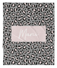 ANIMAL PRINT MODERN PERSONALIZED BLANKET - GRAY